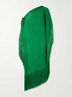 TALLER MARMO Aarons one-shoulder fringed crepe maxi dress | NET-A-PORTER Court Wedding Outfit, Taller Marmo, Build Wardrobe, Crepe Maxi Dress, Fashion Goals, Built In Wardrobe, Jurassic Park, Net A Porter, Shades Of Green