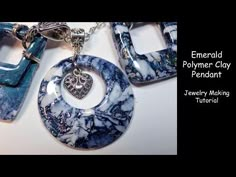 two blue and white necklaces with charms attached to them