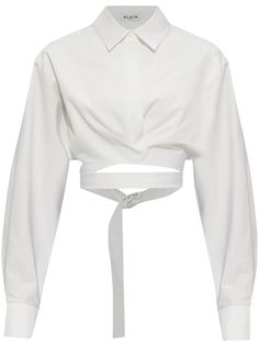 Alaïa Wrap Around Cotton Shirt - Farfetch Alaia Dress, Cross Shirts, Yoko London, City Dress, Van Cleef Arpels, Summer Beach Wear, Dolce & Gabbana, Lady Dior, David Yurman