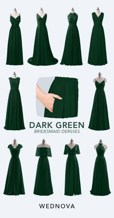 green bridesmaid dresses with different styles and colors for the brides to wear on their wedding day