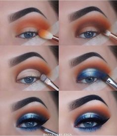 Make Up Diy, Eyeshadow Tutorial For Beginners, Blue Eyeshadow Looks, Make Up Designs, Prom Eye Makeup, Eyeshadow For Blue Eyes, Makeup Tutorial Eyeshadow, Beauty Make-up