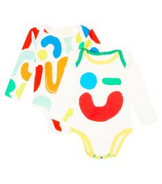 Stella McCartney Kids - Baby set of 2 cotton bodysuits | Mytheresa Coat Of Many Colors, Stella Mc, Printed Clothing, Cotton Bodysuit, Baby Set, Stella Mccartney Kids, Baby Prints, New Parents, Abstract Shapes