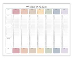 the printable weekly planner is shown in pastel colors and includes two separate sections for each