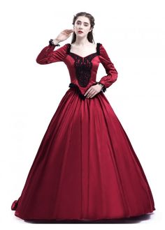 Red Gothic Dress, Red Victorian Dress, Victorian Masquerade, Victorian Ball Gowns, Masquerade Dress, Costume Masquerade, Lace Costume, Dress Display, Victorian Clothing