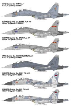 four fighter jets are shown in three different positions