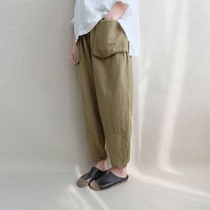 Women Loose Trousers Large Pocket Wide Leg Pants Linen Harem | Etsy Non-stretch Khaki Cotton Harem Pants, Baggy High-waisted Khaki Harem Pants, Bohemian Bottoms With Side Pockets For Spring, Spring Bohemian Bottoms With Side Pockets, Loosely Fitted Harem Pants With Side Pockets, Spring Khaki Harem Pants With Pockets, Loosely Fitted High-waisted Khaki Harem Pants, Spring Ankle-length Harem Pants With Side Pockets, Loosely Fitted Harem Pants With Pockets For Loungewear