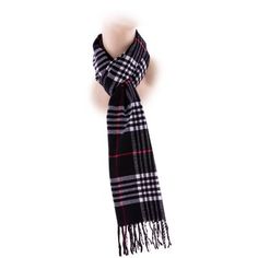 Shield your neck from the cold with this long acrylic scarf. Printed with a black New England plaid and decorated with fringe, this scarf gives any jacket a classic finishing touch. Deluxe Comfort Color: Black | Deluxe Comfort Acrylic Throw 12.0 W in white / in Black | 12" W X 72" L | Wayfair Preppy Goth, Long Acrylic, Comfort Color, Plaid Scarf, New Black, New England, Camel, White Black, White And Black