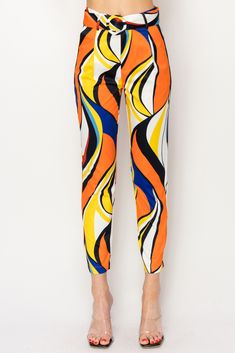 • SKU: P-2101• S-M-L• Hand wash only• These pants feature a unique and eye-catching design inspired by the vibrant colors of butterflies. The bold blue, orange, and yellow blocks are arranged in a striking pattern, creating a playful and whimsical look.• Crafted from a high-quality blend of fabrics to ensure comfort and durability, the cropped length adds a modern touch to the design. Orange Ankle-length Bottoms With Elastic Waistband, Orange Ankle-length Pants With Elastic Waistband, Bold Multicolor Spring Pants, Bold Straight Pants For Spring, Colorful Vibrant Bottoms For Spring, Multicolor Elastic Waistband Pants For Spring, Casual Blue Bottoms With Vibrant Print, High-waisted Orange Pants With Elastic Waistband, Multicolor Straight Pants For Spring