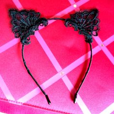 Lace Cat Ears Headband. New Unworn. Anyone Can Wear For Any Occasion Black Party Hair Accessories With Ears, Black Adjustable Hair Accessories With Animal Ears, Adjustable Black Cat Ears Hair Accessories, Adjustable Black Hair Accessories With Ears, Adjustable Cat Ears Headband For Parties, Cat Ears Headband, Ear Headbands, Cat Ears, Women Accessories