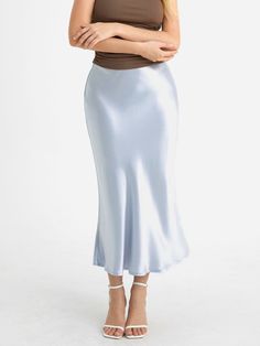 Silk-Like Satin Midi Slip Skirt Bias-Cut High Waisted Womens Skirt – OGLmove Chic Stretch Satin Skirt, Chic Satin Bias Cut Skirt, Fitted Satin Finish Skirt For Spring, Chic Long Draped Satin Skirt, Chic Satin Draped Skirt, Chic Satin Draped Skirt For Spring, Elegant Stretch Draped Skirt For Spring, Fitted Satin Draped Skirt For Night Out, Summer Satin Bias Cut Skirt