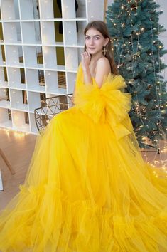 Tulle dress Yellow tulle dress Fluffy dress Yellow gown Dress | Etsy Princess Style Tulle Gown For Prom Season, Tulle Princess Dress Ball Gown For Prom, Tulle Ball Gown Princess Dress For Prom Season, Tulle Ball Gown Princess Dress For Prom, Evening Tulle Princess Dress For Prom, Prom Season Tulle Ball Gown Princess Dress, Prom Princess Dress With Tulle Ball Gown, Princess Dress For Prom With Tulle Skirt, Floor-length Tulle Princess Dress For Prom Season