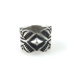 Heavy Silver Ring Stamped Design Artisan Stamped Rings As Collectibles, Unique Engraved Ring For Collectible, Artisan Sterling Silver Engraved Ring, Adjustable Engraved Ring With Oxidized Finish, Unique Adjustable Engraved Ring With Oxidized Finish, Wide Silver Ring, Stamp Design, Rings For Men, Silver Rings