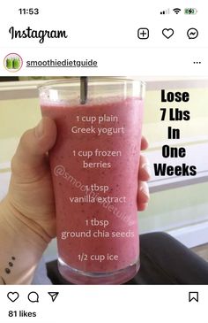 Healthy Diet Smoothies, Diet Smoothies, Fruit Smoothie Recipes Healthy, Recipes Healthy Breakfast, Easy Healthy Smoothies, Smoothie Recipes Healthy Breakfast, Smoothie Drink Recipes, Healthy Drinks Smoothies, Protein Shake Recipes