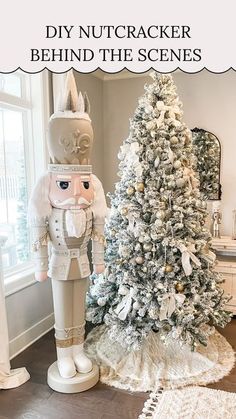 a christmas tree and nutcracker stand next to each other