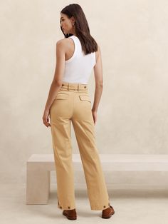 Authentic Chino Straight Pant | Banana Republic Factory Effortless Cotton Bottoms For Fall, Classic Non-stretch Cotton Bottoms, Fitted Khaki Cotton Pants, Neutral Cotton Pants With Straight Hem, Non-stretch Cotton Cargo Pants, Relaxed Fit Conscious Cotton Bottoms, Cream Cotton Pants For Everyday, Versatile Beige Cotton Pants, Versatile Neutral Cotton Bottoms