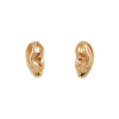 An anatomically correct ear in 14k gold. Traditional Butterfly, Prada Style, Big Statement Earrings, Ear Design, Ear Stack, Handmade Fine Jewelry, Dangling Earrings, Earrings Wedding, Gold Studs