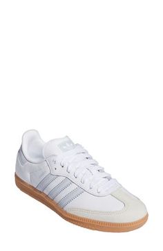 From the soccer pitch to the streets, this always-original sneaker maintains its legacy with luxe leathers and iconic 3-Stripes at the sides. Leather upper/textile lining/synthetic sole Imported Adidas Sambas, Size 12 Women, Shoe Wishlist, Adidas Samba Sneakers, Gym Shoes, Back To School Outfits, White Shoes, School Outfits, Casual Sneakers