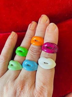 Lip Rings and Script Rings - Etsy Trendy Green Rings For Party, Trendy Multicolor Rings For Party, Multicolor Open Ring For Party, Trendy Adjustable Rings For Party, Trendy Adjustable Rings For Parties, Adjustable Trendy Party Rings, Trendy Blue Ring For Parties, Trendy Blue Party Ring, Adjustable White Rings For Birthday