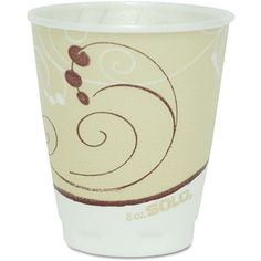 a paper cup with swirl designs on it