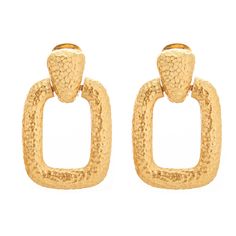 Take your look to the next level with the Mary Earrings from the Gilda Collection. These beautiful clip-on earrings are handmade in New York City from 24K gold electroplated metal and measure 2" L x 1.25" W. They're perfect for adding a touch of luxury to any outfit, whether you're dressing up for a special occasion or want to add a little sparkle to your everyday style. All jewelry is made to order in our New York City design studio. Please allow 7-14 business days for production before the shi Bottega Gold Earrings, Chunky Gold Statement Earrings, Luxury Statement Sculptural Earrings, Luxury Statement Earrings With Gold-tone Hardware, Luxury Gold-tone Brass Earrings, Casual Professional, Handcrafted Earrings, Hair Ornaments, City Design