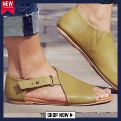 Light and Fresh Sandals Sandals Outfit, Buckled Flats, Flats Sandals, Womens Summer Shoes, Outdoor Summer, Leather Sandals Flat, Casual Date, Sandals Women, Women Sandals