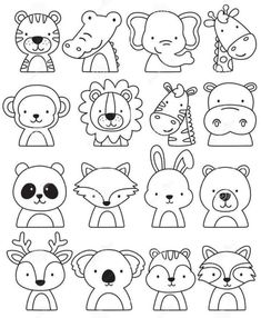 Animal Doodles Simple, Cute Animal Doodles, Drawing Activities For Kids, Draw Cute Animals, Doodle Animals, Animals Doodle, Kids Animals, Kids Doodles