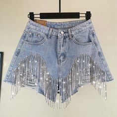 SPARKLE Denim Shorts - SAINT CHIC Beyoncé Concert, Ripped Jeans Style, Fest Outfits, Ripped Jean Shorts, Nashville Outfits, Short Women Fashion, Casual Bottoms, Concert Fits, Country Concert