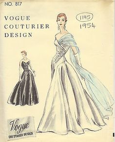 an old fashion sewing pattern for a gown