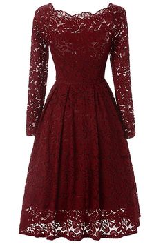 Burgundy A-line Lace Homecoming Dress With Long Sleeves Skater Dress Homecoming, Sparkly Homecoming Dresses, Homecoming Dresses With Sleeves, Skater Dress Outfit, Best Homecoming Dresses, Long Sleeve Cocktail Dresses, Bridesmaid Dresses Ideas, Cocktail Dress Yellow, 2 Piece Prom Dress