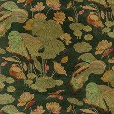 GP & J Baker Nympheus Velvet Emerald Fabric | OnlineFabricStore Ming Dynasty Painting, Patterns Nature, Green Chairs, Green Upholstery, Gp&j Baker, Fabric Furniture, Velvet Upholstery Fabric, William Turner, Indigo Fabric