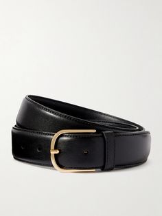 TOTEME's belt has a classic design that's perfect for any occasion. It's crafted from leather and tipped with a gold-tone buckle. Wear yours with everything, from tailoring to casual jeans. Black Leather Belt Buckles With Gold-tone Hardware, Black Belt Buckles With Gold-tone Hardware For Business, Classic Leather Belt Buckles With Gold-tone Hardware, Designer Business Belts With Gold-tone Hardware, Designer Belts With Gold-tone Hardware For Business, Black Belt Buckles With Gold-tone Hardware For Work, Black Leather Belts With Gold-tone Hardware, Black Leather Belt With Gold-tone Hardware, Leather Belt Buckles With Gold-tone Hardware For Work