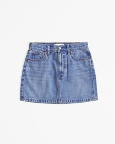 Women's Denim Mini Skirt | Women's Bottoms | Abercrombie.com Cute Jean Skirts, Cute Jean Skirt Outfits, Mini Denim Skirt Outfit, Jean Skirt Short, Megan Moroney Concert, Things To Thrift, Cute Jean Skirt, Denim Skirt Mini, High Rise Denim Skirt