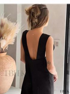 Chic Backless Sleeveless High-Waisted Wide Leg Jumpsuit Jumpsuit Chic, Loose Fitting Dresses, Pant Length, Wide Leg Jumpsuit, Olivia Mark, High Waisted Pants, Dressmaking, Sleeve Type, Types Of Sleeves