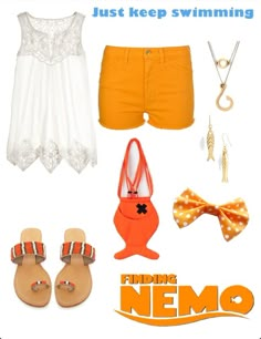 Finding Nemo Disney Inspired Outfit I want some of the clothes in this pic Nemo Disney, Finding Nemo Birthday, Nemo Birthday, Movie Inspired Outfits, Inspired Clothes