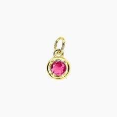 This Brilliant Cubic Zirconia Charm is inspired by the concept of birthstones, precious stones that correspond to different birth months. This 14k gold-plated design features a single, brilliantly cut crystal in a sparkling diamond-faceted style. A great gift for a friend or loved one, this pendant is a chic choice for every day, you can order other birthstones for even more customization. Also available in Silver *Birthstone Charm only - chain not included. PRODUCT DETAILS Pendant Diameter: 1/4 Yellow Gold Birthstone Gemstone, Yellow Gold Birthstone Gemstones, Round Shape, Yellow Gold Birthstone Gemstone Pendant, 14k Gold Birthstone Gemstones, Gold-plated Birthstone Necklace With Gemstones, Dainty Yellow Gold Birthstone Gemstones, Gold Gemstones Birthstone, Yellow Gold Birthstone Necklace With Round Stone, Red Birthstone Necklace