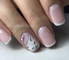 French Pedicure Designs, Cat Nail Designs, Cat Nail Art, French Pedicure, Manicure Designs, Unghie Nail Art, French Manicure Designs, Animal Nail Art, Makeup Nails Art