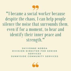 a quote on social work that reads, i become a social worker because despite the chaos