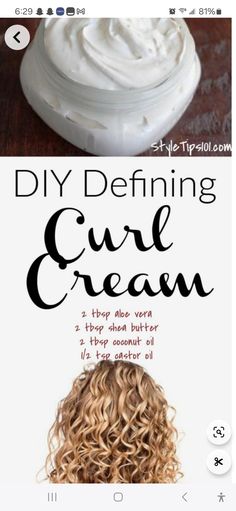 Homemade Curl Cream, Diy Curls, Homemade Medicine, Woman Tips, Hair Mask For Growth, Curl Defining Cream, Homemade Hair, Homemade Hair Products, Homemade Products