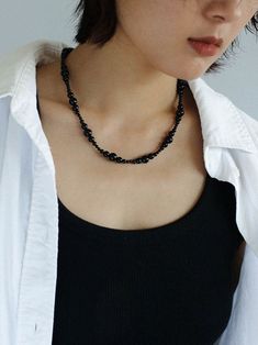 Unique fashion journey with our gradient black onyx chain. Combines sizes of black onyx beads (3mm to 8mm) for a striking and versatile accessory. Features gradient design, clavicle chain fit, and safety buckle for stylish and safe wear. Elevate your style with our black onyx clavicle chain for a sophisticated look. Metal: Recycled Sterling Silver Plated On Brass Gemstone:Black Onyx Necklace length 370-440mm Weight: 21.5g Edison Pearls, Black Onyx Necklace, Gradient Design, Onyx Necklace, Tiger Eye Stone, Black Agate, Onyx Bead, Agate Beads, Recycled Sterling Silver