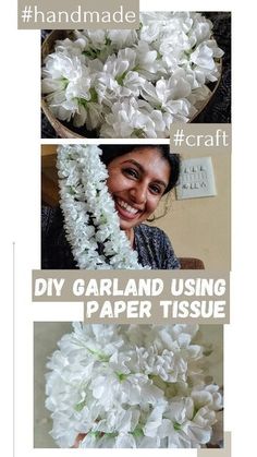 the instructions for how to make an artificial flower bouquet with paper tissue and flowers in it