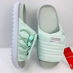 ** Thank You For Considering Our Store! We Appreciate Your Business And Support! Nike Asuna Slide Sandal In Mint Green Size Women's 8 - 2-Part Upper Features Incredibly Plush Strap. - Easily Adjustable Cinch Closure With Lacy. - Insole Feels Soft And Comfortable. * Brand New. No Flaws. * Order Will Be Shipped Within One Business Day Of Payment Besides Sunday And Holidays. Green Flat Slides With Removable Insole, Green Synthetic Slide Sport Sandals, Green Cushioned Slip-on Slides, Green Flat Sport Sandals With Cushioned Footbed, Green Synthetic Sport Sandals With Cushioned Footbed, Casual Green Slides With Removable Insole, Casual Green Slides With Textured Footbed, Green Synthetic Slides, Green Synthetic Slides For Sports