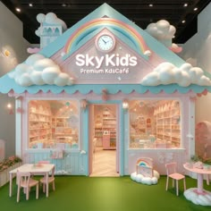 the sky kids's children's store is decorated in pastel blue and pink