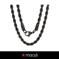 in stock Black Stainless Steel Chain Necklace With Lobster Clasp, Black Rope Chain Necklace As Gift, Designer Luggage, Big Clothes, Beauty Gift Sets, Casual Loafers, Plus Size Shopping, Rope Chain, Watches Jewelry