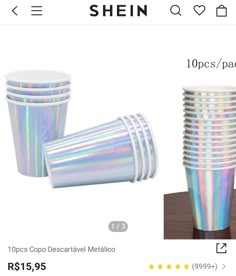 holographic cups are on sale for $ 1 95 each, and the price is up