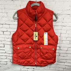 21” Underarm To Underarm Across Front 23” Shoulder To Bottom New With Tag Full Zip Smoke Free Home H Red Feminine, Poppy Red, Vest Women, Down Vest, Duck Down, Red Poppies, Womens Vest, Vest Jacket, Cookie Recipes