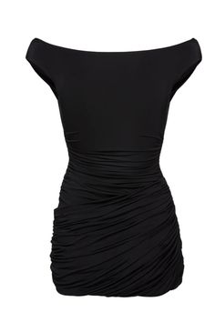 Swaths of jersey are carefully draped to create this season's little black dress, with a fitted mini skirt and off shoulder neckline. Shell 95% Viscose 5% Elastane This piece fits true to size. We recommend you get your regular size Model is 180 cm and is wearing a size 34. MAGDA BUTRYM SIZE CHART34 FR = 2 US36 FR = 4 US38 FR = 6 US40 FR = 8 US42 FR = 10 US PLEASE NOTE ALL SALE ITEMS ARE FINAL SALE Off-shoulder Mini Dress With Ruched Bodice For Evening, Chic Off-shoulder Mini Dress In Elastane, Evening Off-shoulder Mini Dress With Ruched Bodice, Evening Off-shoulder Ruched Bodycon Dress, Cocktail Draped Bodycon Dress With Ruched Bodice, Off-shoulder Ruched Bodycon Evening Dress, Cocktail Bodycon Dress With Ruched Bodice And Draped Shape, Cocktail Dress With Ruched Back In Elastane, Cocktail Dresses With Ruched Back