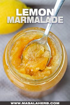 lemon marmalade in a jar with a spoon