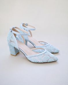 light blue lace wedding block heels Something Blue Shoes Wedding, Colorful Wedding Heels, Baby Blue Wedding Shoes, Wedding Blue Shoes, Block Heel Wedding Shoes Brides, Bride Shoes Wedding Heels, Blue Wedding Shoes For Bride, Flat Wedding Shoes For Bride, Blue Wedding Heels