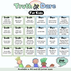 the truth or dare game for kids to play with their parents and children, which is also