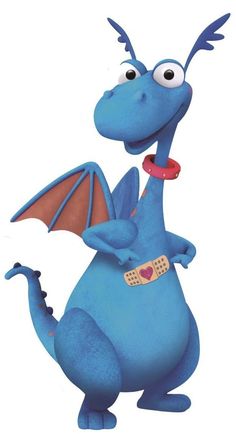 a cartoon blue dragon with big eyes and a heart on it's chest, standing in front of a white background